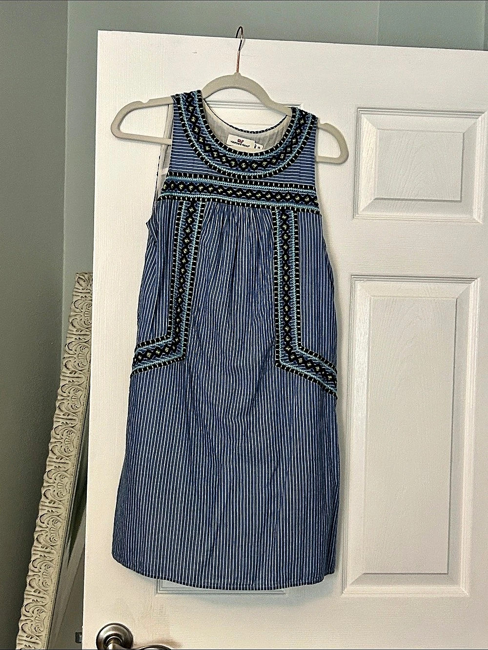 Vineyard Vines Striped Pop Embroidered Shift Dress